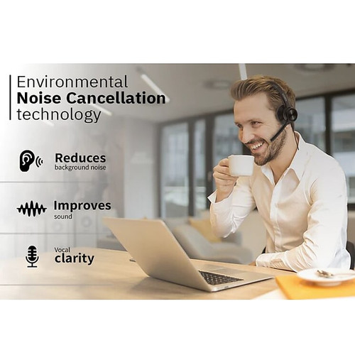 CODi Claro USB-A Wired Mono Headset w/ Integrated AI-Powered ENC Microphone, Black (A04618)