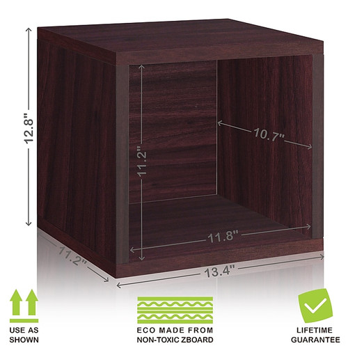 Way Basics 12.8"H x 13.4"W Eco Modular Stackable Storage Cube Modern Cubby Organizer, Espresso Wood Grain (BS285340320EO)