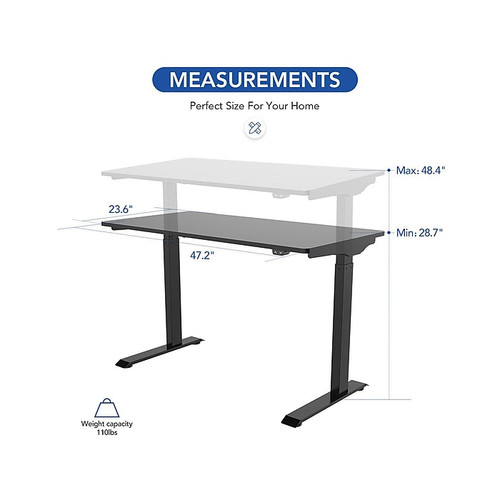 FlexiSpot 48"W Adjustable Standing Desk, Black (EC9B)
