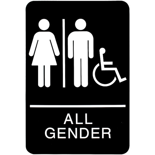 HeadLine Sign, ADA Restroom Sign, ALL GENDER Handicap Accessible, 6" x 9", Black / White (65dd4d02e8837636b11cc961_ud)