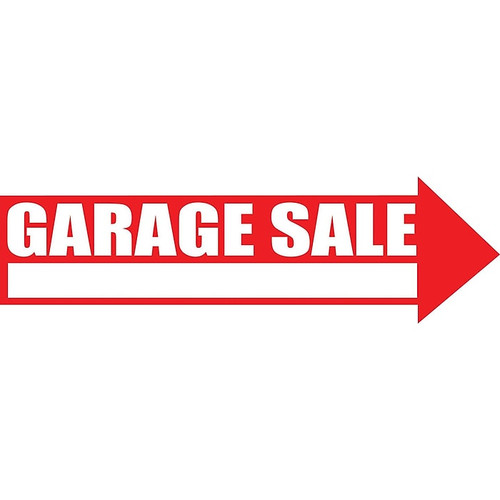 Cosco 6 x 16 Plastic Corrugated Garage Sale Signs with Stakes, 16"L X6"H, Red with White Text, 2/Pk (098054PK2)
