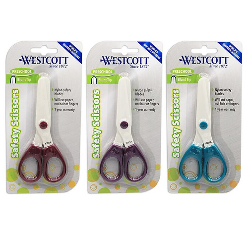 Westcott 5" Plastic Kid's Scissors, Blunt Tip, Assorted Colors, 12/Pack (ACM15315-12)