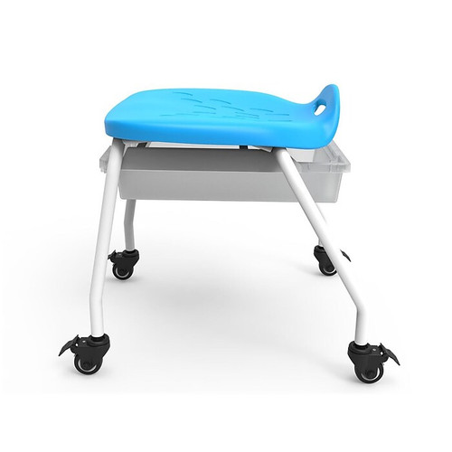 Luxor Plastic/Steel Classroom Stool with Wheels and Storage, Blue/White (MBS-STOOL-1)