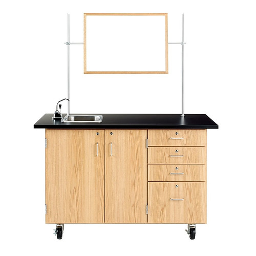 DWI Oak Wood Demonstration Center with Sink and Fixtures 36"H x 54"W x 30"D (65dd4ff2e8837636b11ce33f_ud)