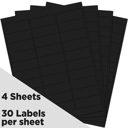 JAM Paper Address Labels, 1" x 2 5/8", Black,  30 Labels/Sheet, 4 Sheets/Pack (302228592)