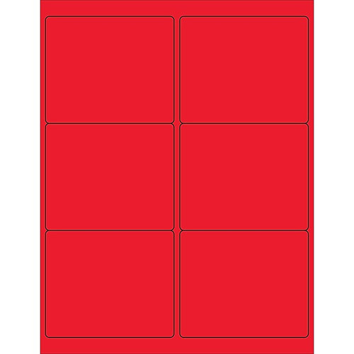 Tape Logic® Rectangle Laser Labels, 4" x 3 1/3", Fluorescent Red, 600/Case (LL180RD)