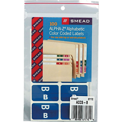 Smead® Alpha-Z Color-Coded Second Letter "B" Labels, 10 Labels Per Sheet, Dark Blue, 1"H x 1 5/8"W, 100 Labels/Pk (65dd50a9e8837636b11ceba6_ud)
