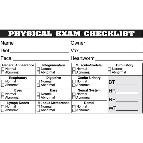 Veterinary Examination Medical Labels, Physical Exam Checklist, White, 2.5 x 4 inch, 100 Labels (65dd50c6e8837636b11cecfd_ud)