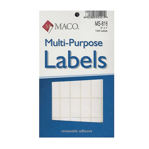 Maco Multi-Purpose Handwrite Labels, Rectangular, 1/2" x 1", Pack Of 1000, 6/Pack (6PK-MS-816)