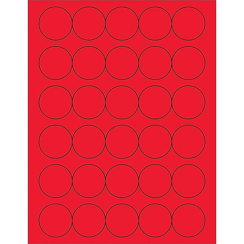 Tape Logic® Fluorescent Circle Laser Labels, 1 1/2", Fluorescent Red, 3000/Case (LL192RD)
