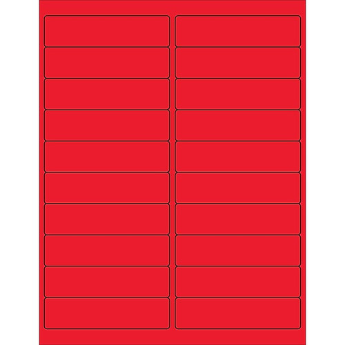 Tape Logic® Rectangle Laser Labels, 4" x 1", Fluorescent Red, 2000/Case (LL177RD)