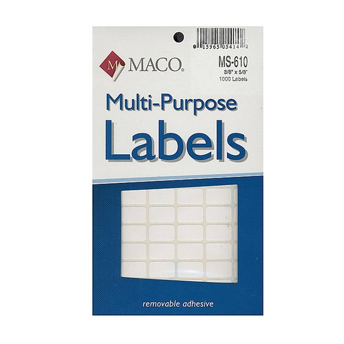 Maco Multi-Purpose Handwrite Labels, Rectangular, 3/8" x 5/8", Pack Of 1000, 6/Pack (6PK-MS-610)
