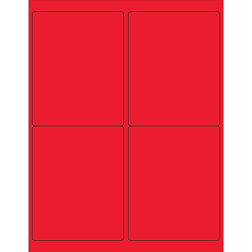 Tape Logic® Rectangle Laser Labels, 4" x 5", Fluorescent Red, 400/Case (LL181RD)