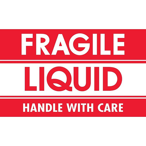 Tape Logic Fragile - Liquid - Handle With Care Shipping Label, 3" x 5", 500/Roll (65dd518ce8837636b11cf4d1_ud)