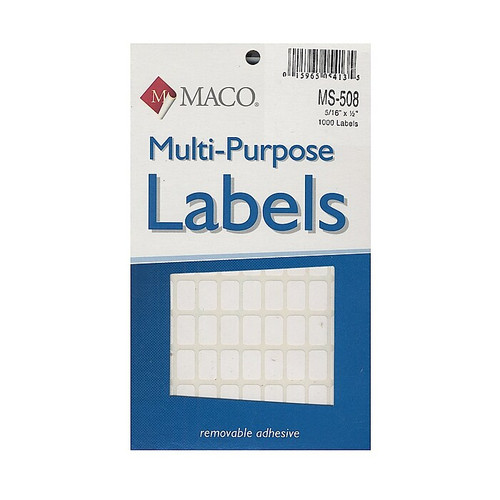 Maco Multi-Purpose Handwrite Labels, Rectangular, 5/16" x 1/2", Pack Of 1000, 6/Pack (6PK-MS-508)