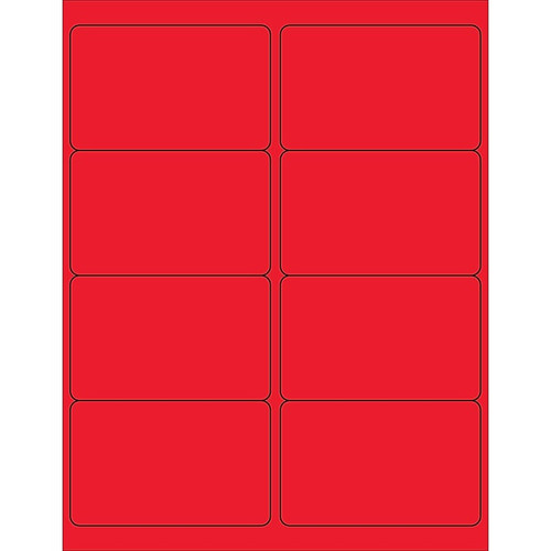 Tape Logic® Rectangle Laser Labels, 4" x 2 1/2", Fluorescent Red, 800/Case (LL179RD)