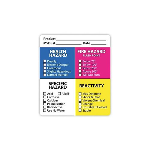 Hazard Communication Labels, Assorted Colors, 3.5 x 4 inch, 25 Labels (65dd5214e8837636b11cfa3e_ud)