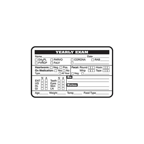 Veterinary Examination Medical Labels, Yearly Exam, White, 2.5 x 4 inch, 500 Labels (65dd5221e8837636b11cfaf4_ud)