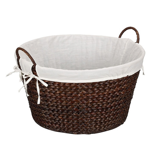 Household Essentials Round Banana Leaf Laundry Basket, Dark Brown (ML-6667B)