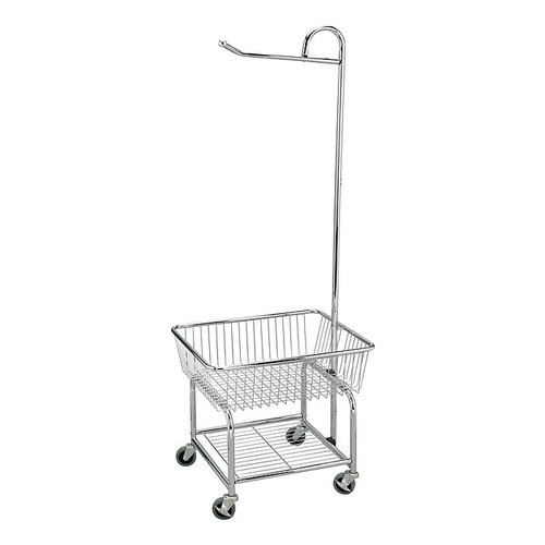 Household Essentials Rolling Laundry Basket, Steel, Chrome (6028-1)