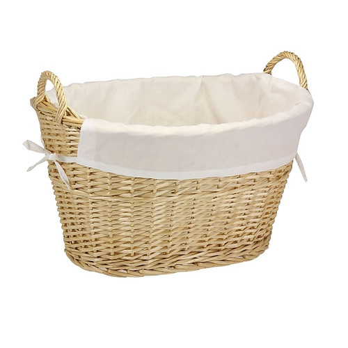 Household Essentials Willow Laundry Basket With Cotton Liner, Natural (ML-5569)