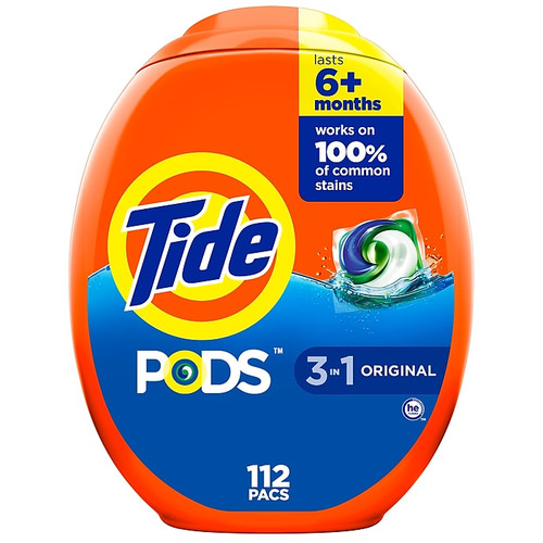 Tide PODS 3-in-1 Laundry Detergent Capsules, Original, 98 oz., 112 Capsules (03243)