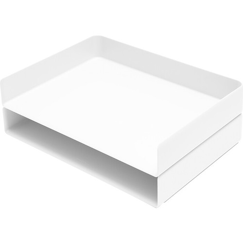 Poppin Landscape Stackable Front Loading Letter Tray, Letter Size, White (107723)