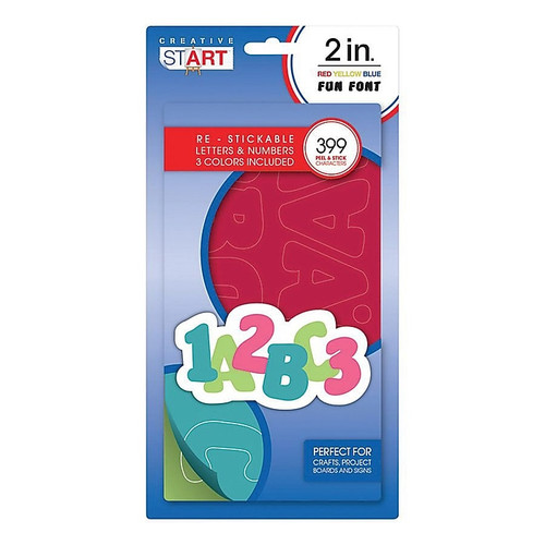 Creative Start Self-Adhesive Characters Letter and Number, 2", Bright Blue Bright Green and Bright Pink (98256)