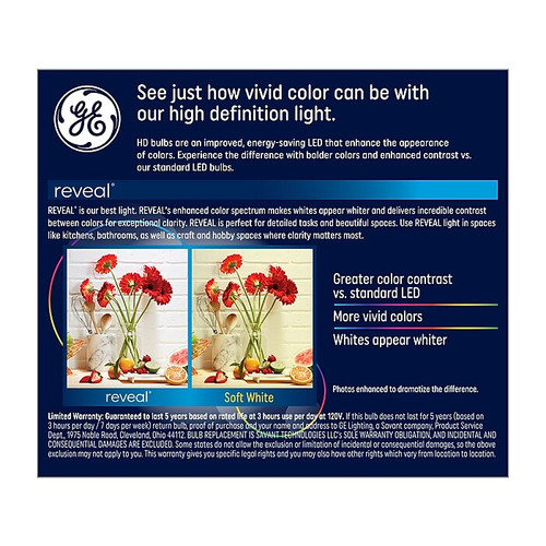 GE Reveal HD+ 11-Watt Warm White LED General-Purpose Bulb, 2/Pack (46657_1)