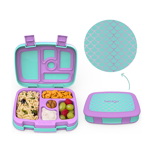 bentgo Kids Prints Mermaid Scales Lunch Box, Teal/Purple (BGKDPT-MMD)