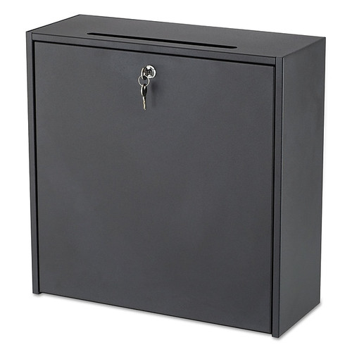Safco Wall-Mountable Interoffice Mailbox with Lock, 18" x 7.25" x 18", Black (SAF4259BL)