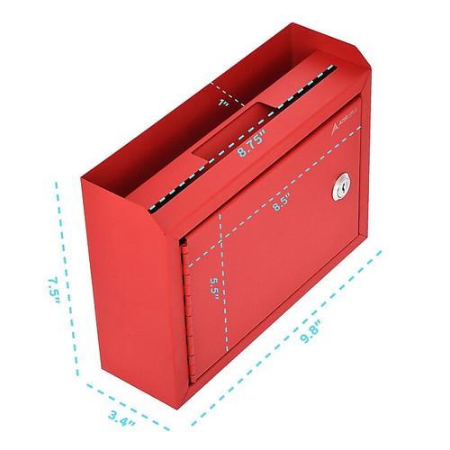 AdirOffice Multipurpose Drop Box with Suggestion Cards, Medium, Red (631-02-RED-PKG)