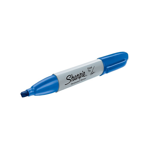 Sharpie Permanent Marker, Chisel Tip, Blue, Dozen (38203)