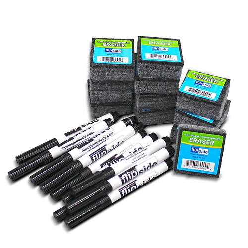 Flipside Marker with Eraser, Fine Point, Black, Dozen (19793)