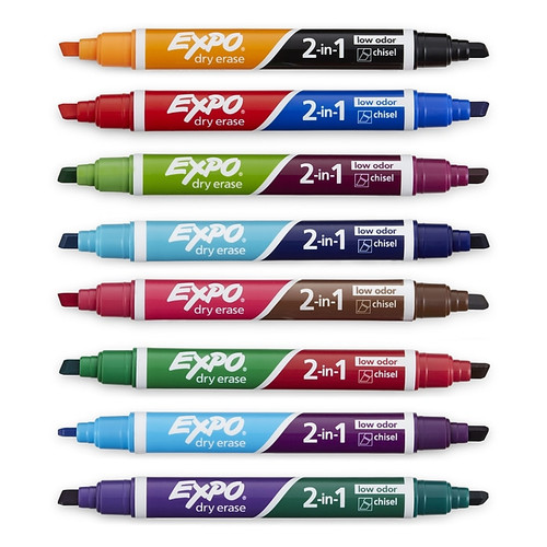 Expo 2-in-1 Tank Dry Erase Markers, Chisel Tip, Assorted, 8/Pack (1944658)