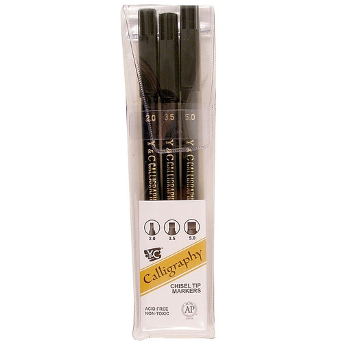 Yasutomo Calligraphy Chisel Tip Marker Set set of 3 [Pack of 4] (65dd5c79e8837636b11d5b8f_ud)