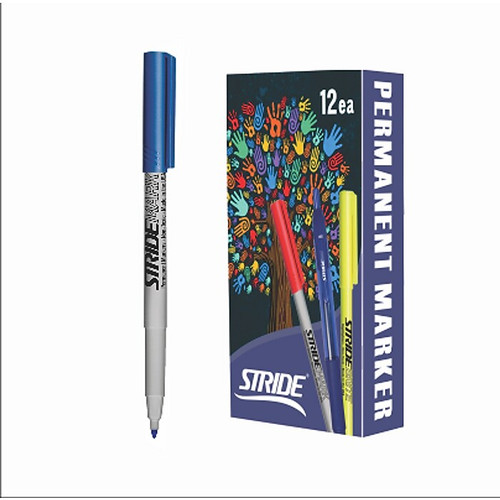 Stride StrideMark Permanent Marker, Fine Tip, Blue Ink, 12/Box (27002)