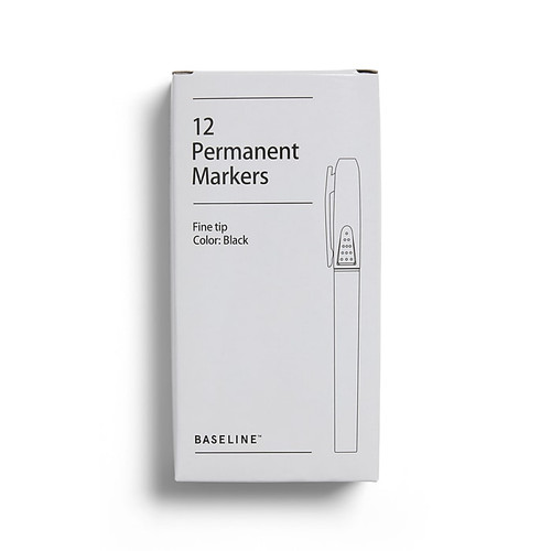 Baseline Permanent Markers, Fine Tip, Black, 12/Pack (BL58130)