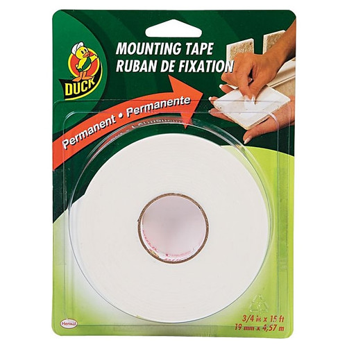 Duck Permanent Foam Mounting Tape, White, 3/4" x 15' (65dd61b3e8837636b11d90fd_ud)