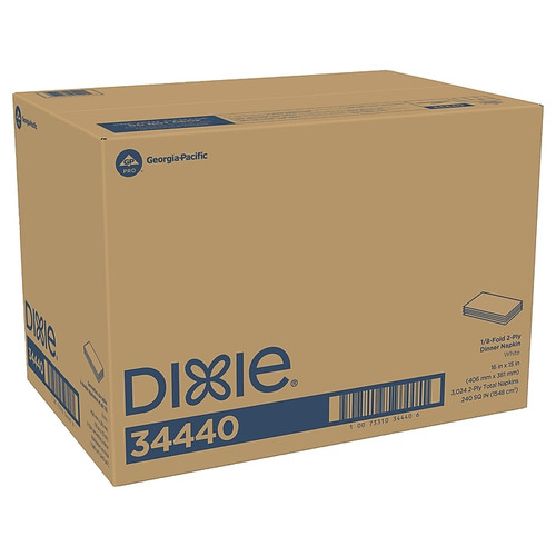 Dixie Dinner Napkin, 2-ply, White, 3024 Napkins/Pack (34440CT)