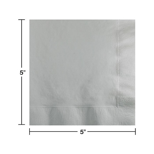 Creative Converting Touch of Color Beverage Napkin, 2-ply, Shimmering Silver, 150 Napkins/Pack (DTC803281BBNAP)