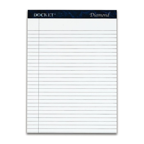 TOPS Docket Diamond Premium Stationery Tablets, 8-1/2" x 11-3/4", Legal Ruled, White, 50 Sheets/Pad, 2 Pads/Pack (63975)