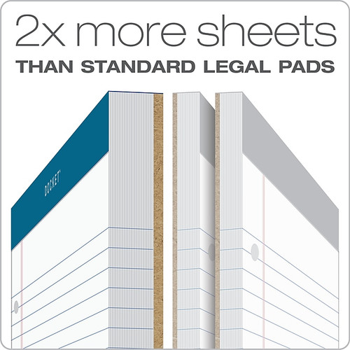 TOPS Double Docket Notepad, 8.5" x 11.75", College, White, 100 Sheets/Pad (TOP 63384)