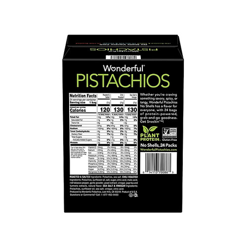 Wonderful Pistachios No Shells Roasted Salted Assorted Pistachios, 0.75 oz., 24 Bags/Carton (070146A29V)