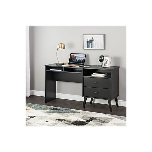 Prepac Milo 55" Desk with Side Storage and 2 Drawers, Black (BEHR-1413-1)