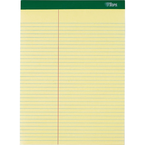 TOPS Double Docket Writing Tablets, 8-1/2" x 11-3/4", Law Ruled, Canary, 100 Sheets/Pad, 6 Pads/Pack (63396)