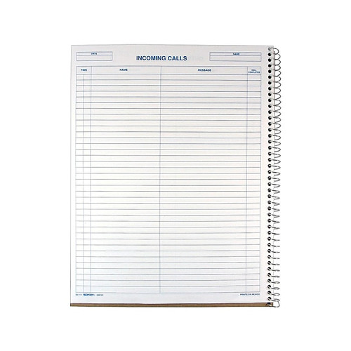 Rediform Incoming/Outgoing Call Register, 8.5" x 11", White, 100 Sheets/Pad (50111)