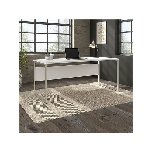 Bush Business Furniture Hybrid 72"W x 30"D Computer Table Desk with Metal Legs, White (HYD373WH)