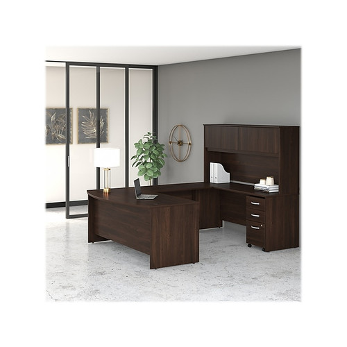 Bush Business Furniture Studio C 72" W U Shaped Computer Desk, Hutch and Mobile File Cabinet Bundle, Black Walnut (STC003BWSU)