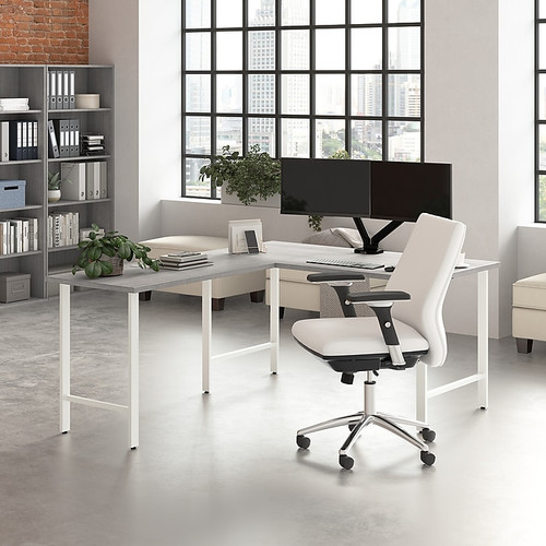 Bush Business Furniture Hustle 60W x 30D L Shaped Computer Desk with Metal Legs, Platinum Gray (HUS003PG)